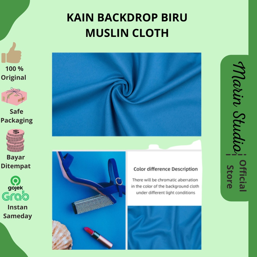 Kain Backdrop Biru | Background Blue Muslin Cloth | Background Polos Biru | Kain Background Biru | K