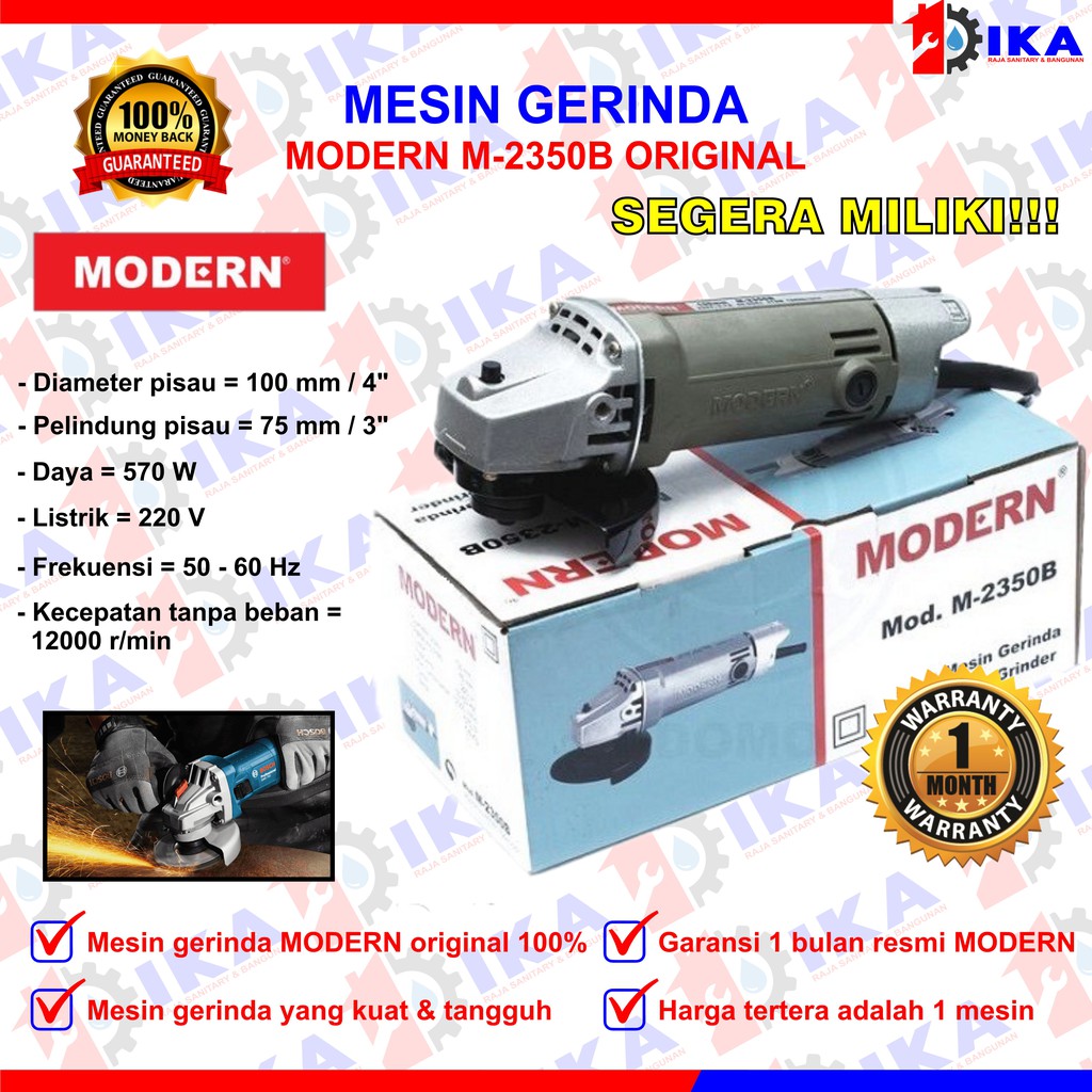 MODERN M-2350 B Gerinda Tangan 4 Inch Angle Disc Grinder Gurinda Grinda Listrik Mesin M2350B M-2350B