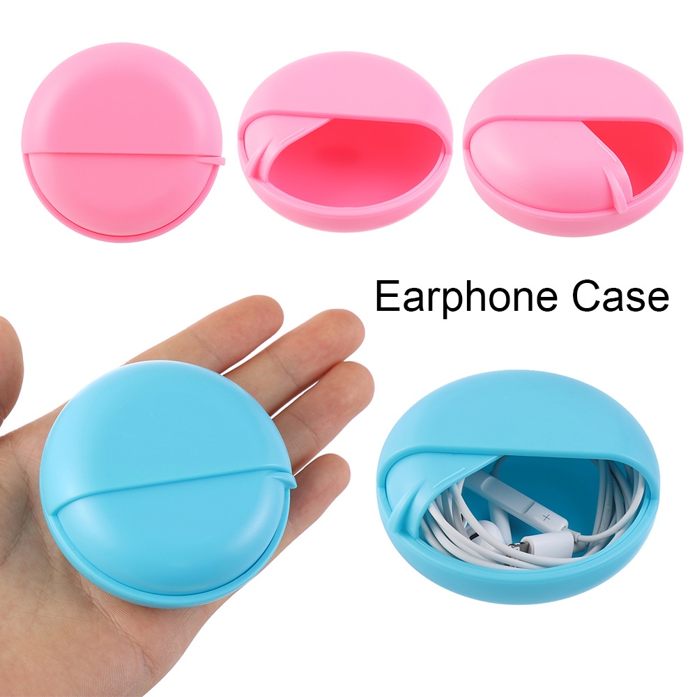 Wonderful Kotak Penyimpanan Earphone / Kabel Data Multifungsi Bentuk Bulat Bahan Abs