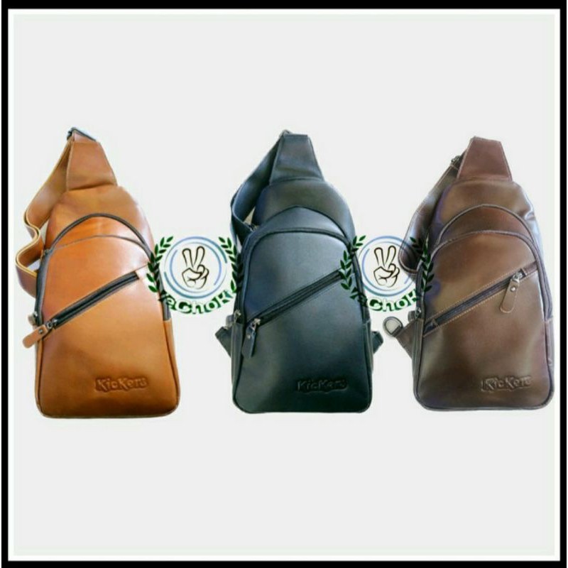 Tas Selempang Sling Bag Waish Bag Pria Kulit Sapi Asli - Kickers