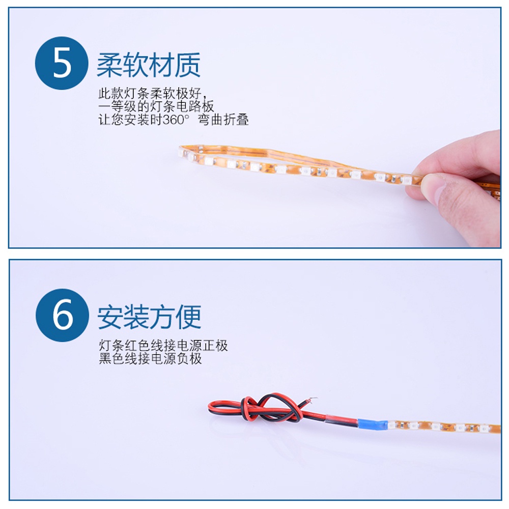 Lampu Strip LED 90CM Untuk Mobil / Motor 12V kuda merah lampu alis lampu sasis dan 3 Warna