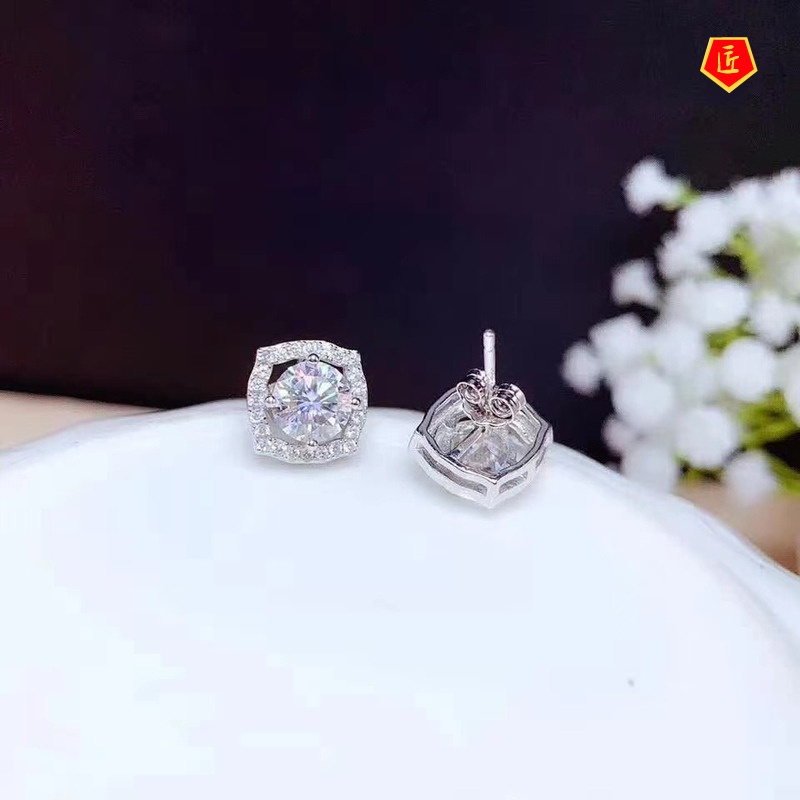 [Ready Stock]Simple and Stylish 1 Karat Moissanite Stud Earrings