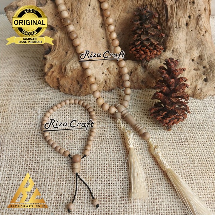 Paket 1 Set Tasbih dan Gelang Kayu Dewandaru Asli Original Kualitas Super Grade A Terbaik