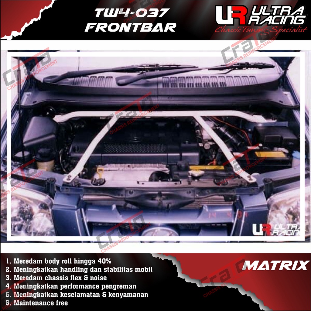 Aksesoris Stabiliser ULTRA RACING Safety Bar - Frontbar Front Strutbar 4 Points - Hyundai Matrix - T