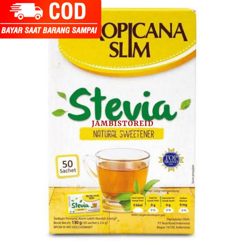 

(JAMBISTOREID) Tropicana Slim All Varian 50pcs Stevia Natural Sweetener 50 pcs 130gram Diabtx Classic Gula Pemanis Alami Jambi