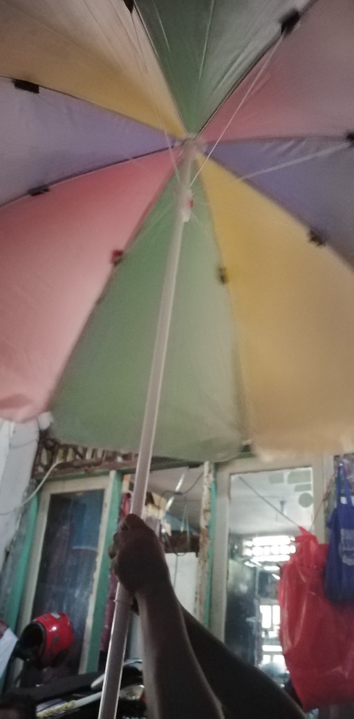 Payung Tenda Pantai 210cm Pelangi - Silver Anti-uv, Payung Besar Untuk Jualan Dagang Pkl