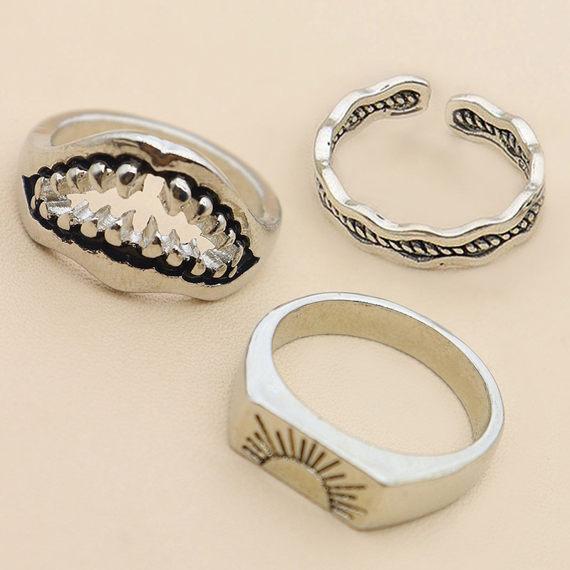 3pcs / Set Cincin Buku Jari Aneka Bentuk Warna Silver Untuk Wanita