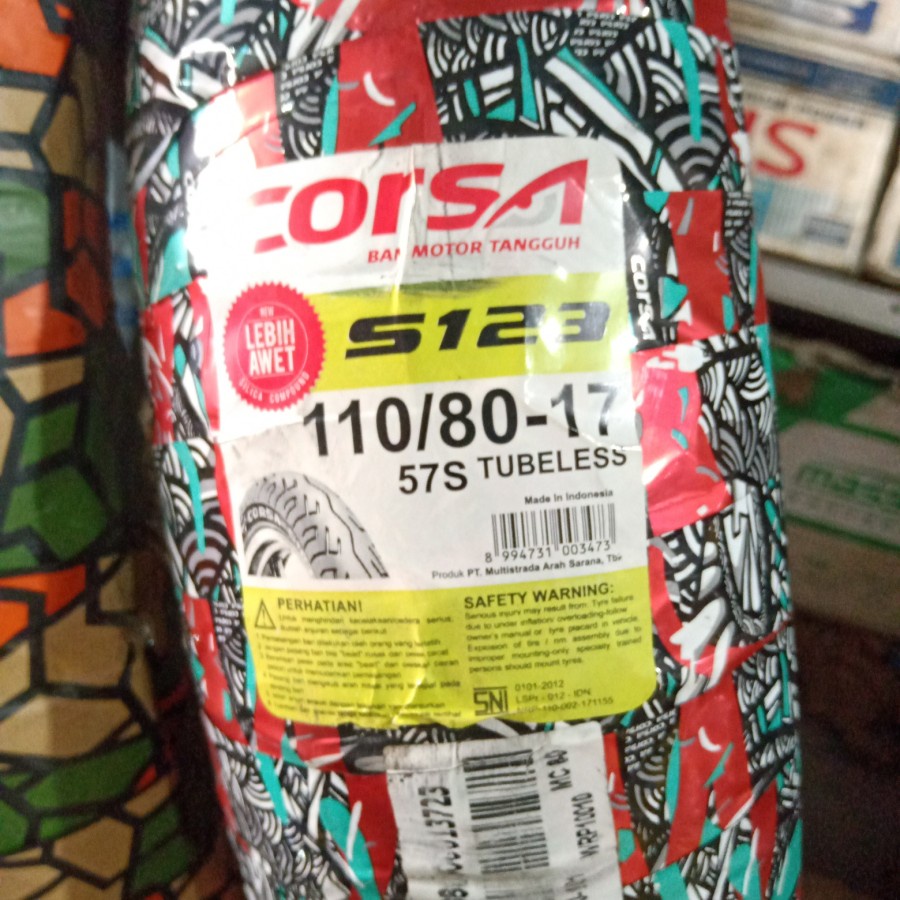 Ban Luar Motor 17 Corsa S 123 Tubeless 110/80-17 Ring Pelek 17