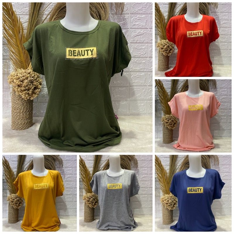 Kaos Wanita Oversize Jumbo Kaos Wanita Lengan Pendek Beauty Fashion