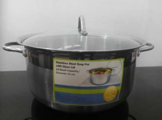 Supra soup pot panci tutup kaca 10 Qt 28 cm