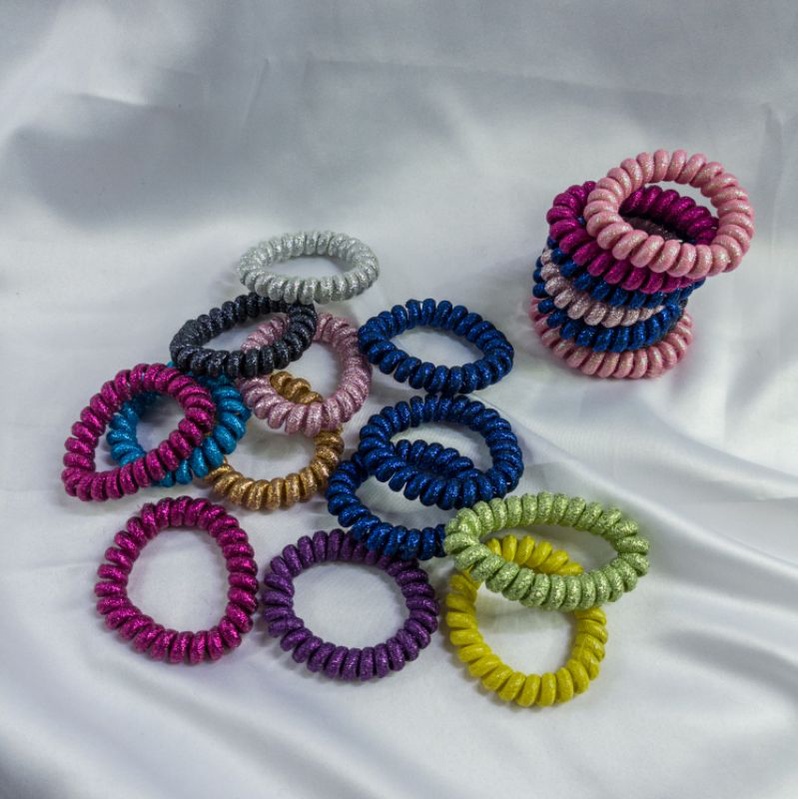 Ikat Rambut Spiral Kuncir Rambut Kabel Telepon-Lilitkain gliter