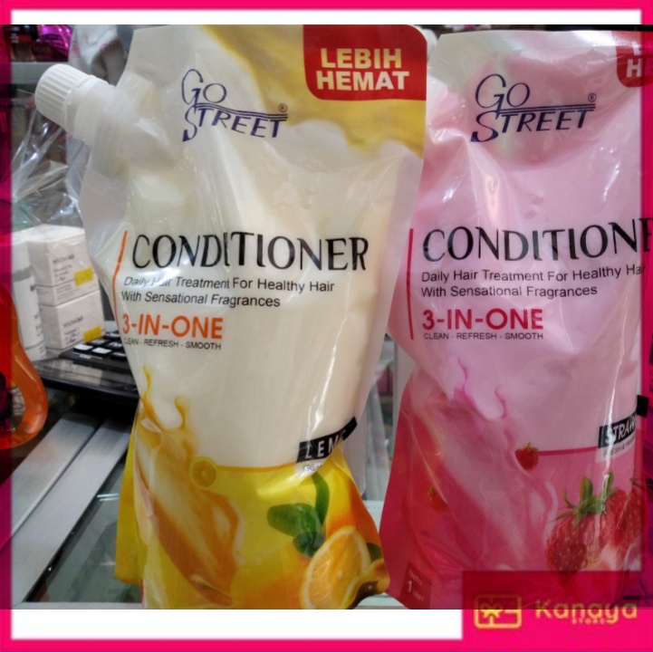 GO STREET Shampoo /Conditioner Professional Varian Strawberry 1 Liter Kemasan Refill