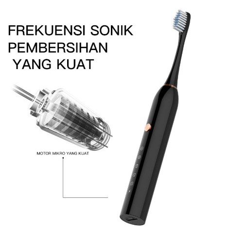 Sikat Gigi Elektrik Listrik Otomatis Toothbrush Automatic Waterproof 5 Mode 3 Sikat Lembut 3.0