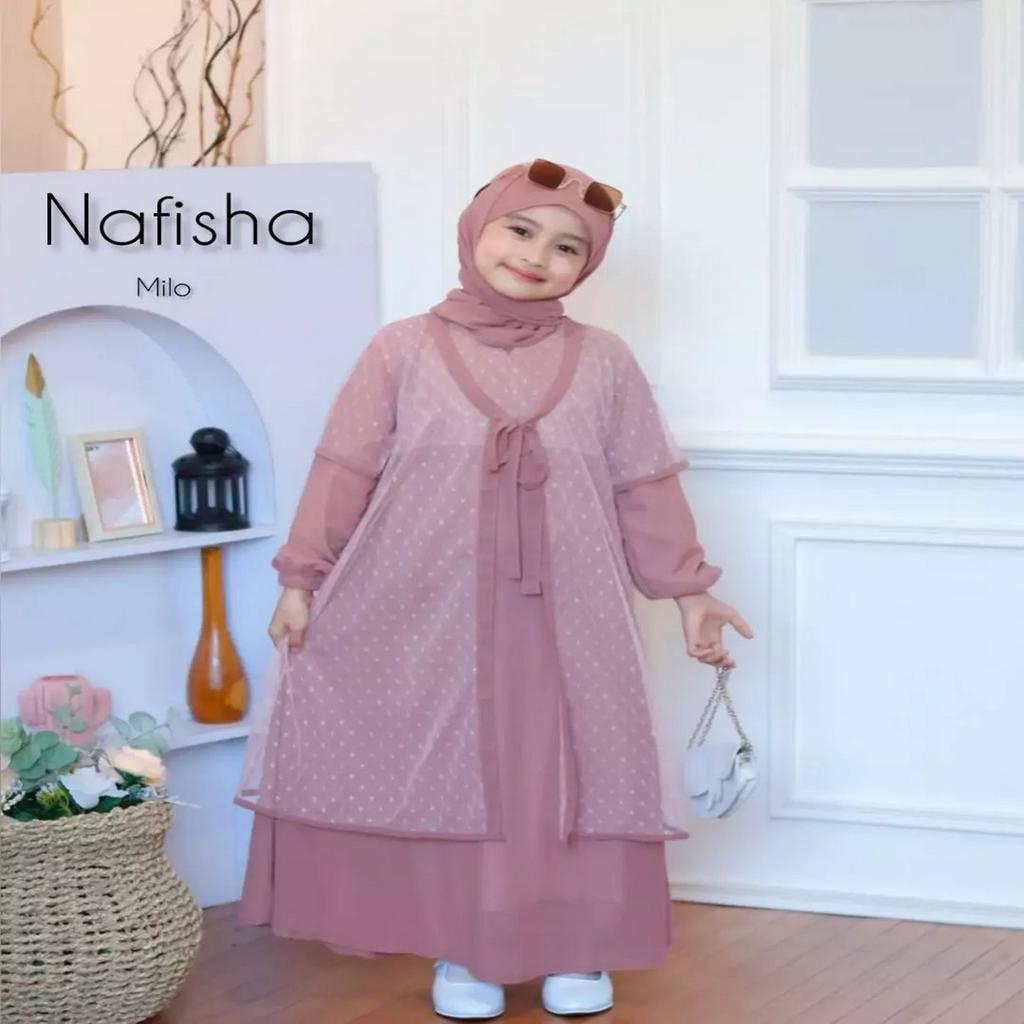 Big Sale Mamanda Saleha Gamis Anak / Pakaian Muslim Anak Nafihsa Kids+Pasmina / Fashion Muslim Anak Umur 9 - 12 Tahun Gamis anak terbaru