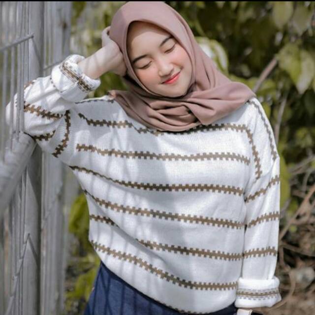 SWEATER RAJUT WANITA/ATASAN RAJUT WANITA STRIPE ZIGZAG OKSANA TRIBAL PREMIUM