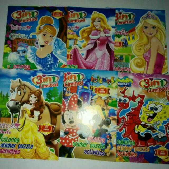 

Buku gambar 3 in 1 activities, colouring, sticker puzzle,