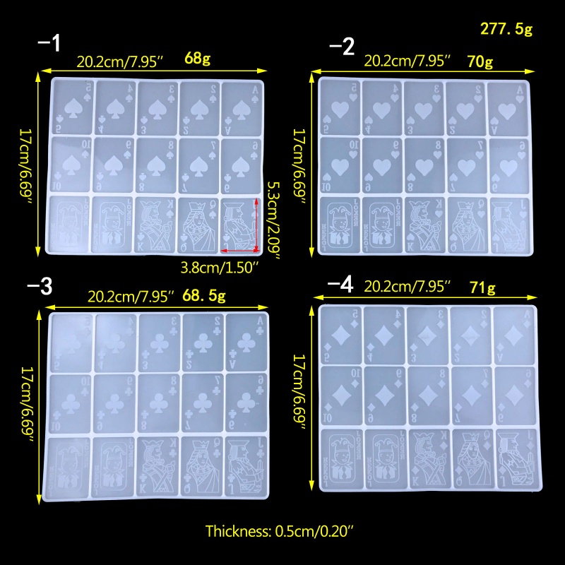 Siy Cetakan Silikon Bentuk Kartu Permainan Untuk Membuat Perhiasan Resincraft DIY