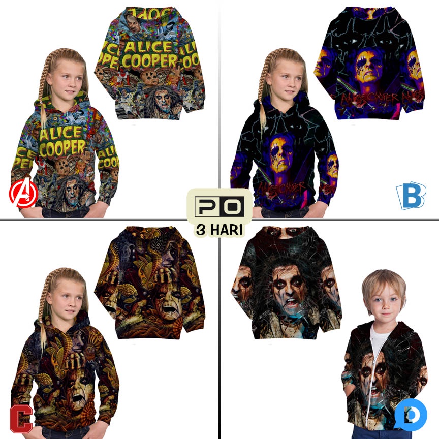 Jaket Hoodie Alice Cooper SKU-7434105132107 Alice Cooper Band Hoodie Anak Bahan Polyester Casual Uni