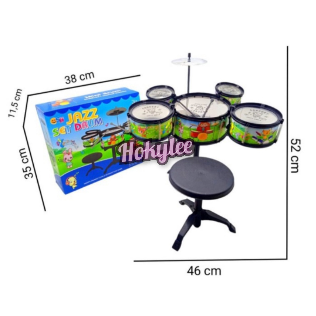 MAINAN ALAT MUSIK JAZZ DRUM SET ISI 5PCS PLUS TEMPAT DUDUK - SH1235