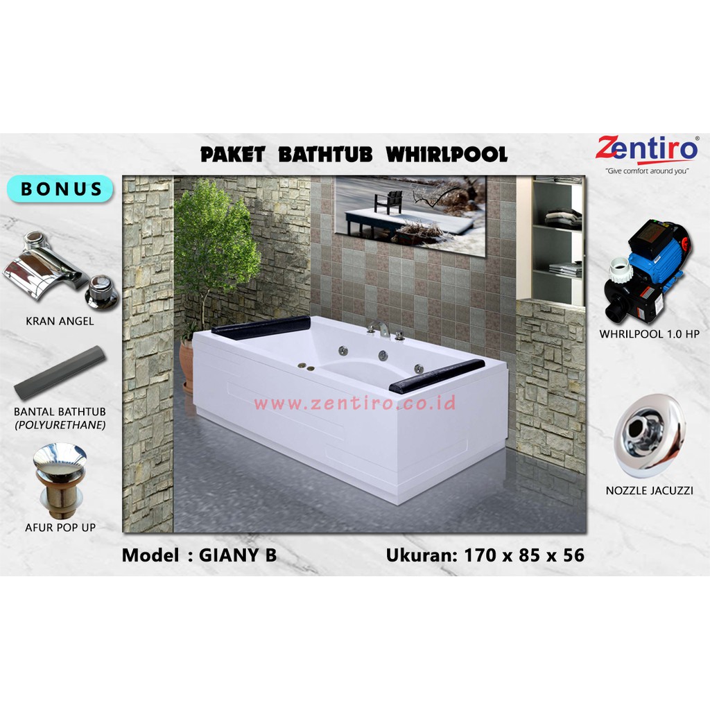 BATHTUB WHIRLPOOL || BATHTUB JACUZZI || BATHTUB STANDING ZENTIRO GIANY B