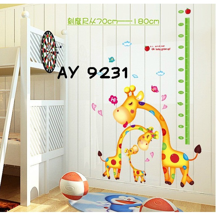 Best Seller Wallsticker Uk.60x90 Wall Stiker Ukur Tinggi Badan Tiga Jerapah