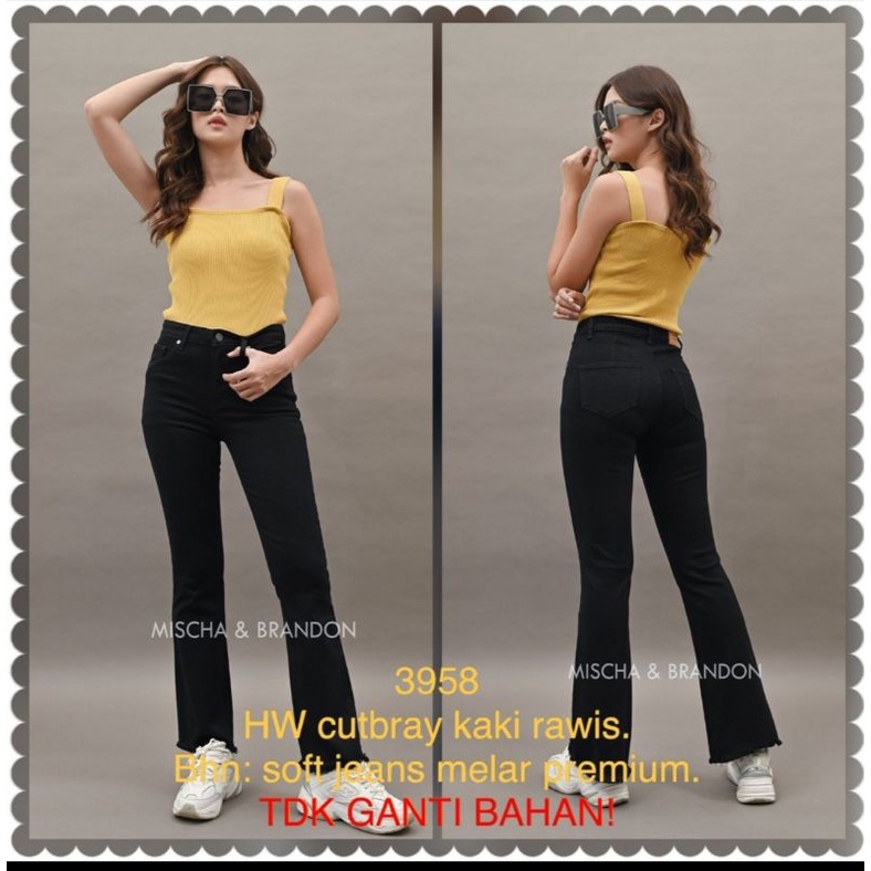 Celana Jeans M&B Highwaist Cutbray Rawis