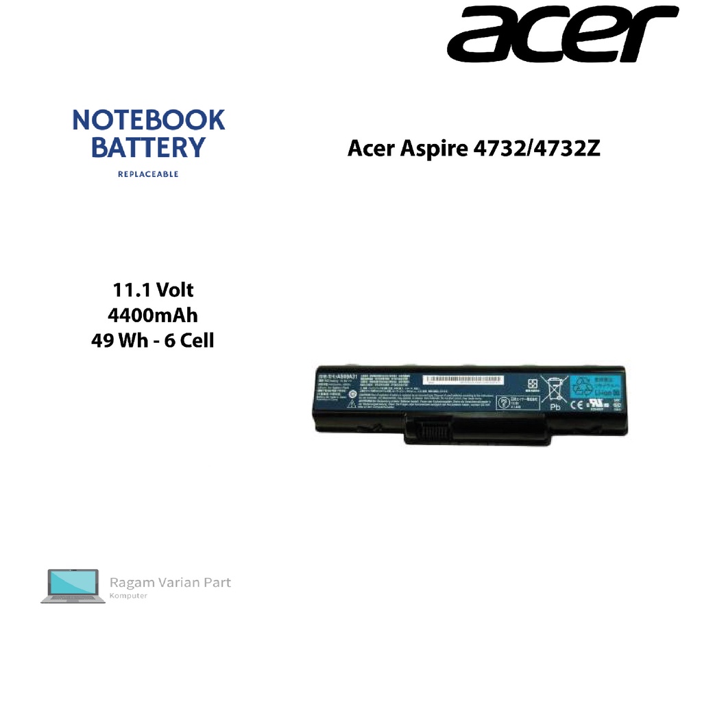 Original Baterai Laptop - Notebook Acer Aspire 4732/4732Z