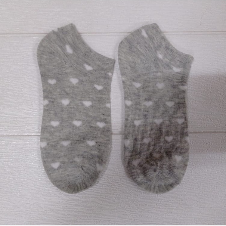 ❤️GTB❤️ Kaos Kaki Pendek Semata Kaki Ankle Cute Short Socks Kaos Kaki Polos-LOVE ABU-ABU