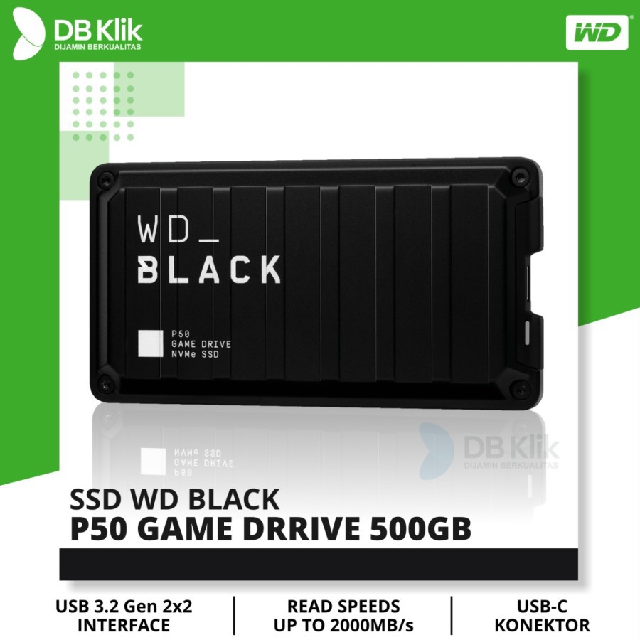 SSD External WD Black P50 Game Drive Portable 500GB USB-C