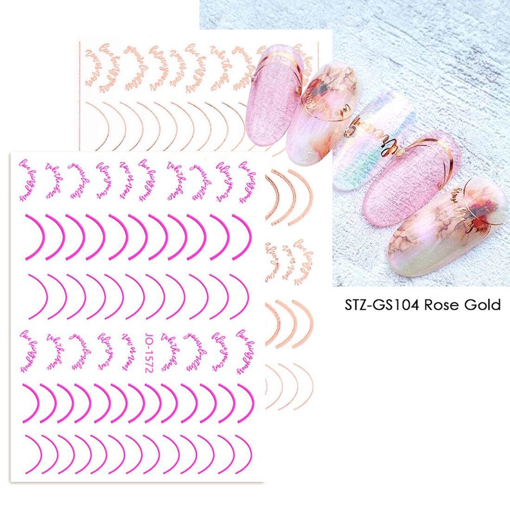 Mxbeauty 3D Stripe Lines Nail Stiker Emas Perak Perekat Diri Hologram laser Wanita Fluorescence DIY Dekorasi Nail Art Nail Art Striping Tape