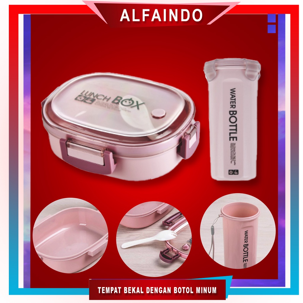 Kotak Makan Set Lunch Box Berikut Botol BPA dan Sendok - KMP016