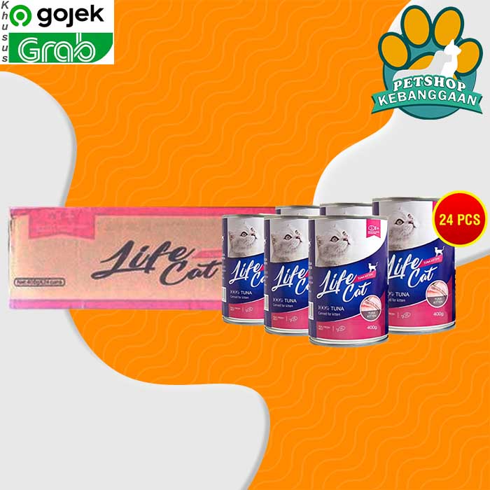 Gosend Makanan Kucing Wet Food Kaleng Life Cat Grosir Dus 24 PCS 400GR