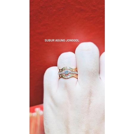 Cincin cartier gelombang cor kombinasi asli cantik manis