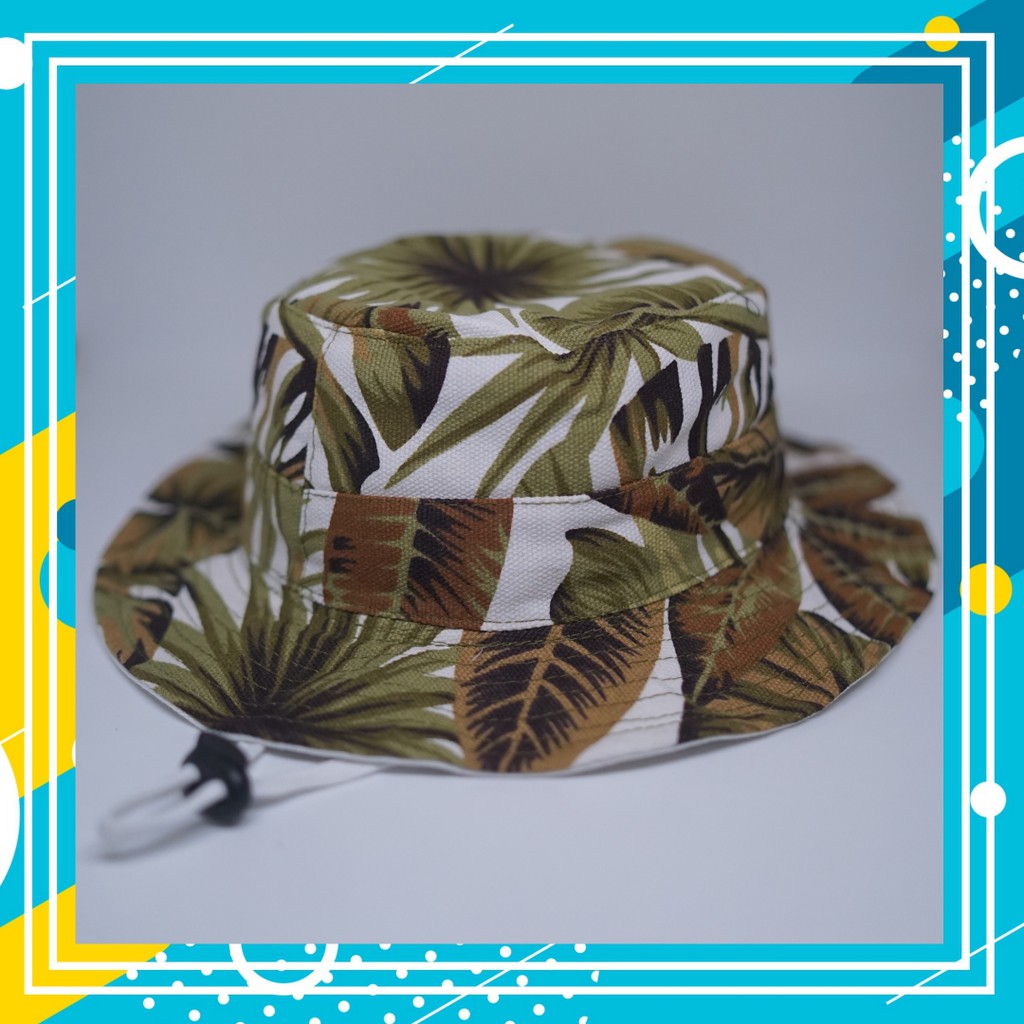 Topi Anak dan Balita / Rimba / Bucket / Motif Dedaunan / Berbagai Variasi / Dengan Tali / Kanvas-3