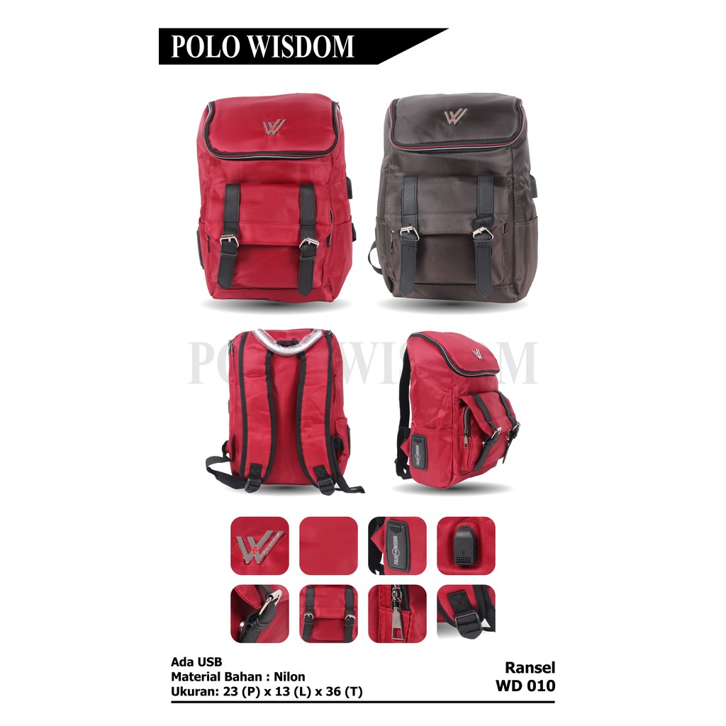 [KLIKTAS] Tas Ransel pria Impor Polo Wisdom - WD 010 - Backpack kantor