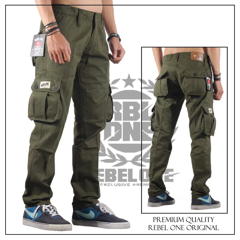 Celana Panjang Pria Canvas   - Celana Cargo Polos Panjang  - Cargo Pants PDL Best seller