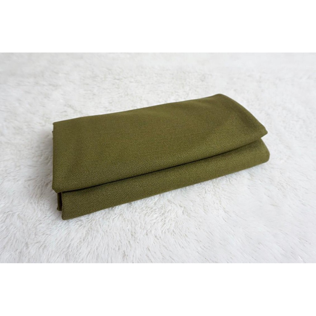 Pasmina Tali Karet 180x75Cm Pasmina Tebal Bahan Italiano Crepe Pasmina Polos-Army