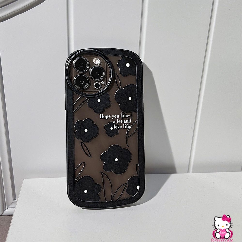 Soft Case TPU Motif Bunga Hitam Untuk Realme C12 C15 C31 C25 C11 C25s C31 C35 C21Y C11 2021 Realme 5i 9i 5 5s 6i C25Y C20 C3A