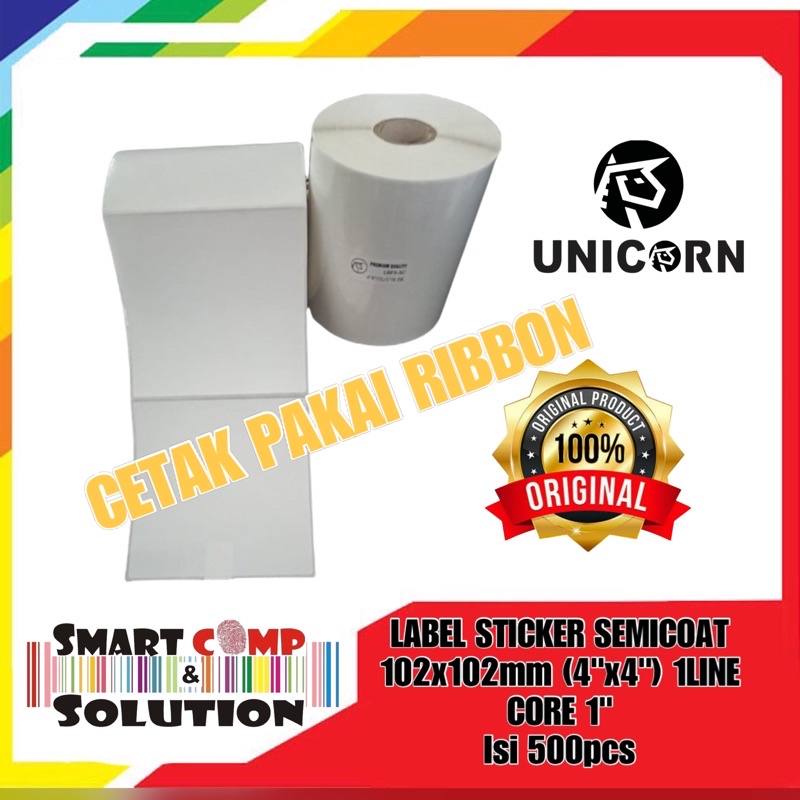 Label Stiker Barcode Semicoated Uk 100x100mm - 4&quot;x4&quot; @500pcs Resi Market Place