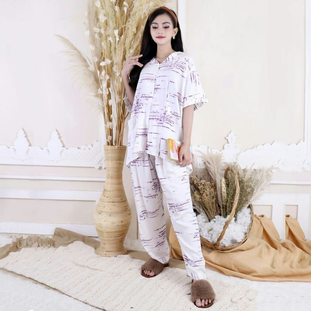 Baju set piyama wanita tie die DIAN real pic size XXL