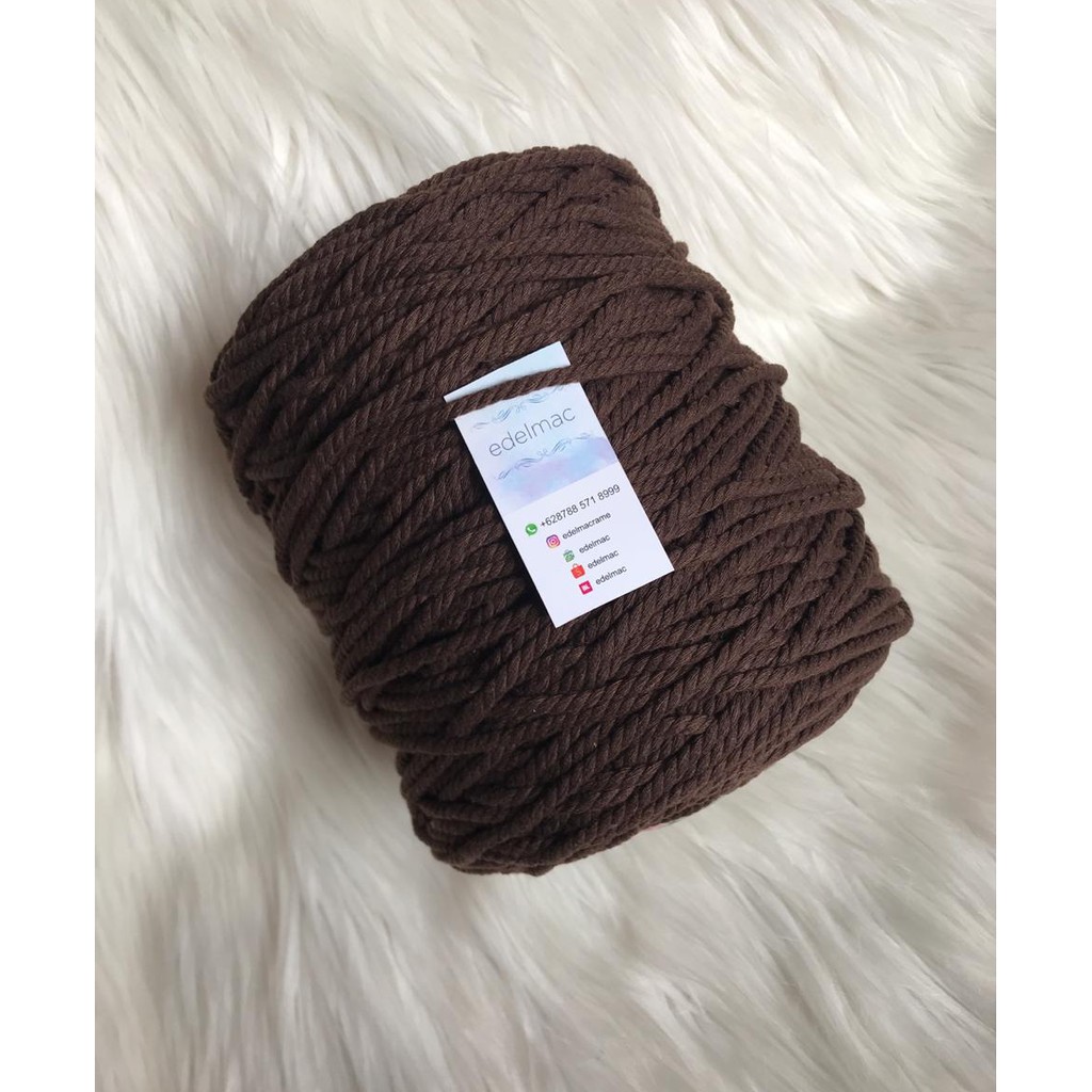 Tali katun macrame Putih Brown Coklat twist 4mm premium