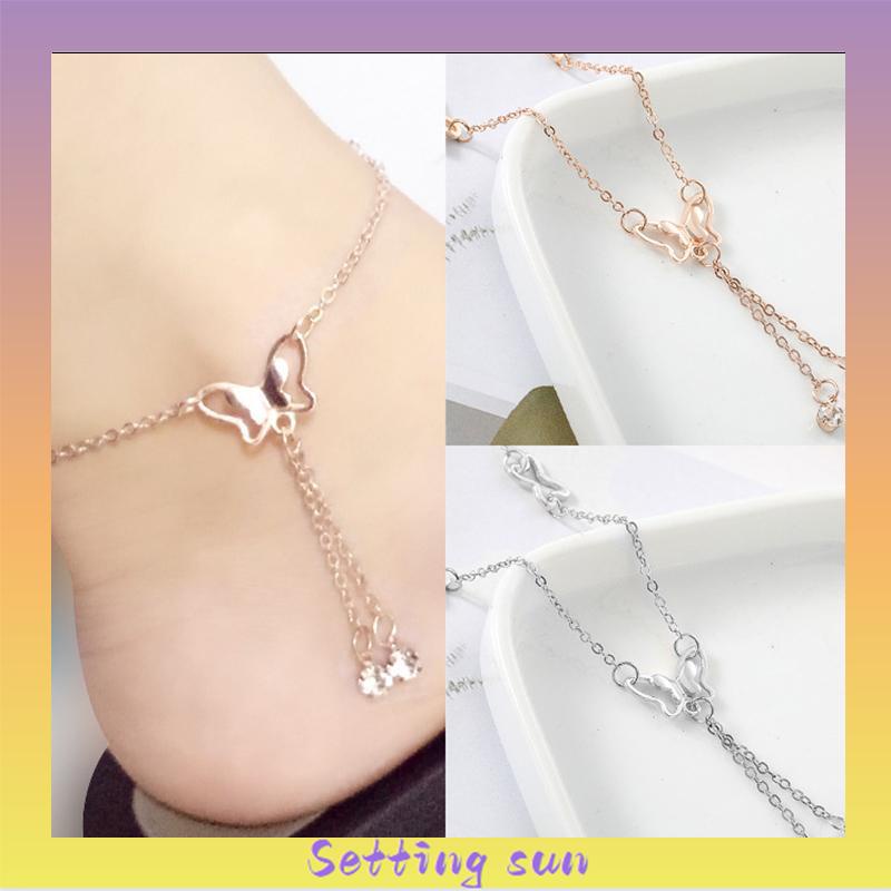 Fashion Gelang Kaki Dan Tangan Rantai Alloy Ala Korea Dengan Liontin Butterfly Kupu-kupu  TN