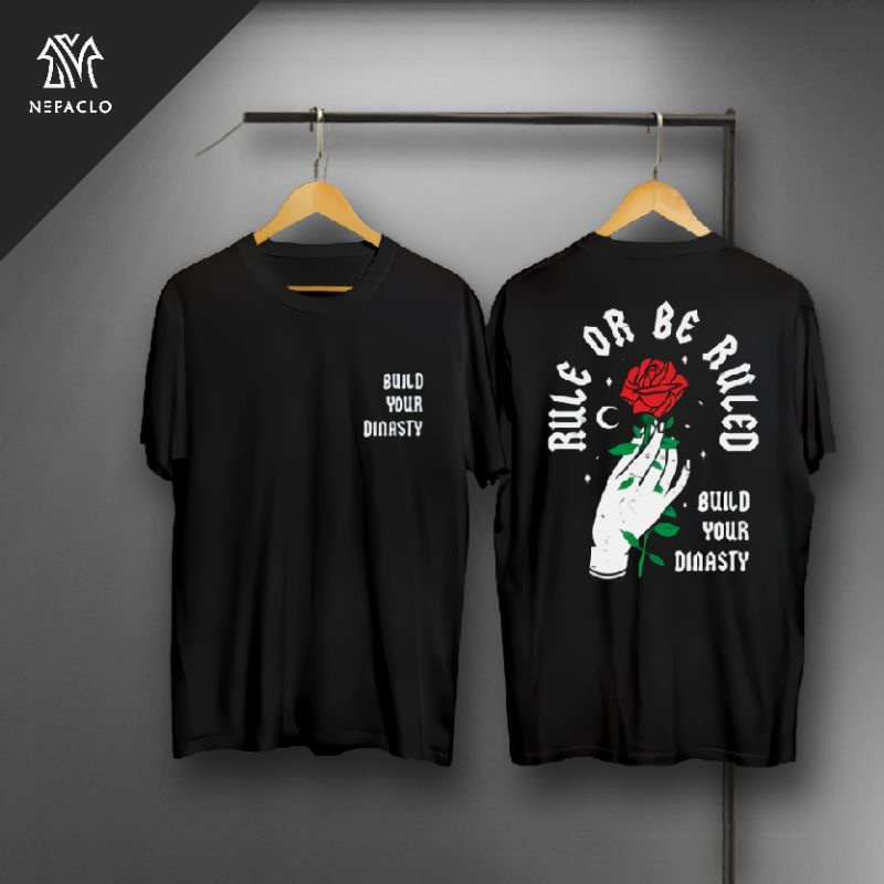 NEFACLO- BAJU KAOS SABLON DISTRO DESAIN BUNGA MAWAR MURAH BAHAN COTTON COMBED ASLI