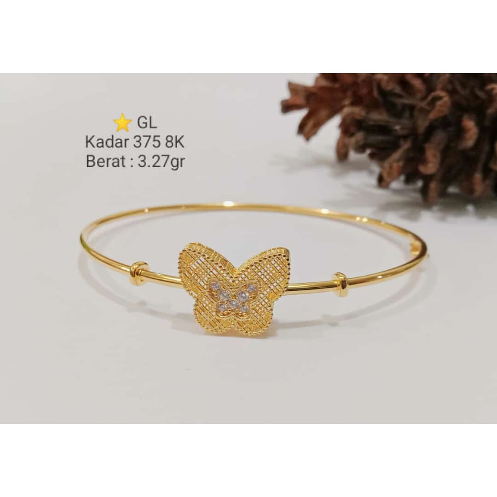 Gelang UBS gold emas asli kadar 375 krawang butterfly