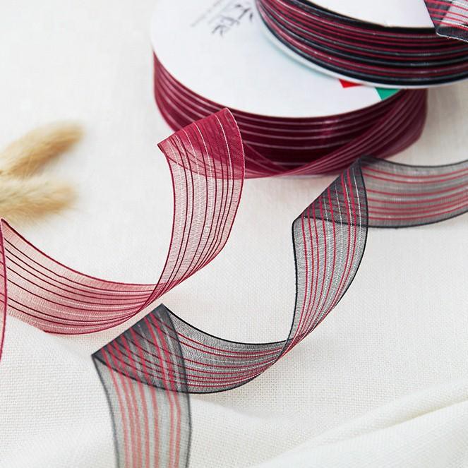 

✱ Pita Organdy Motif Garis Semi Transparent IMPORT QUALITY (1" / 2,5 Cm) Panjang ± 20 Meter ☑