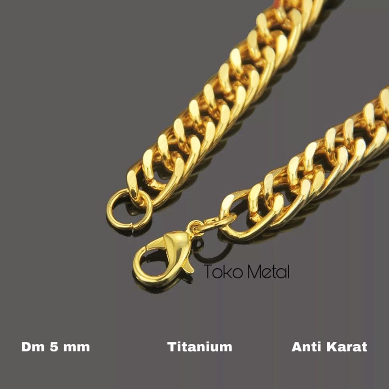 Kalung Titanium Model Rantai Gold Pria dan Wanita [ Toko Metal ]