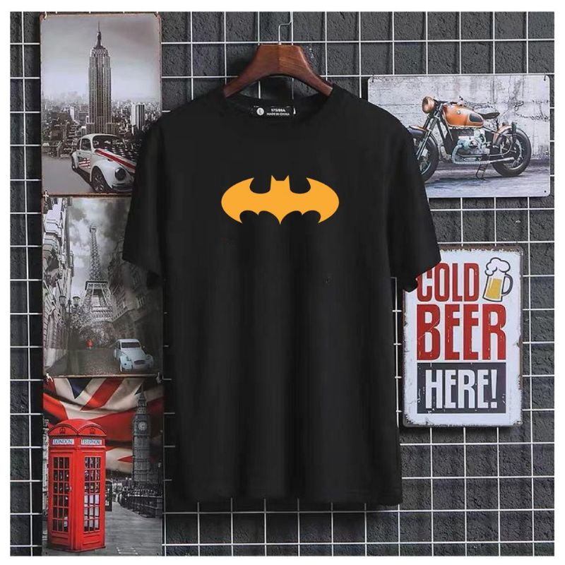 Kaos Pria Batman Emas Kelelawar Atasan Pria Kaos Lengan Pendek Oblong Distro Logo Motif Tulisan Dan Logo Tshirt Man Fashion Pria COD