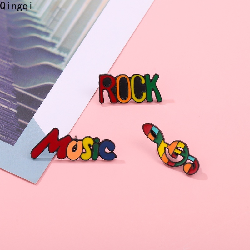 Bros Pin Enamel Bentuk Not Musik Rock Warna Pelangi Untuk Anak