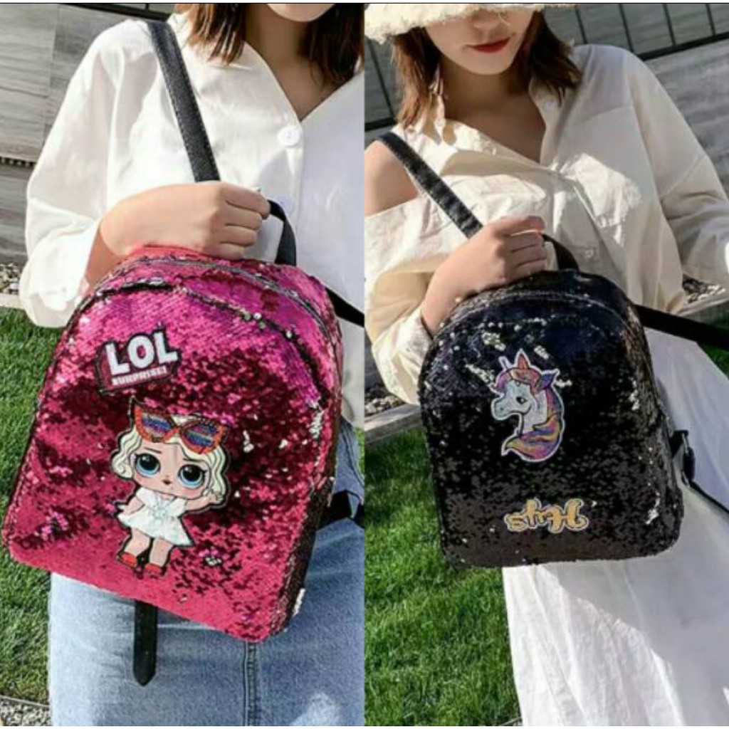 Tas Ransel Sequin LOL Anak Usap