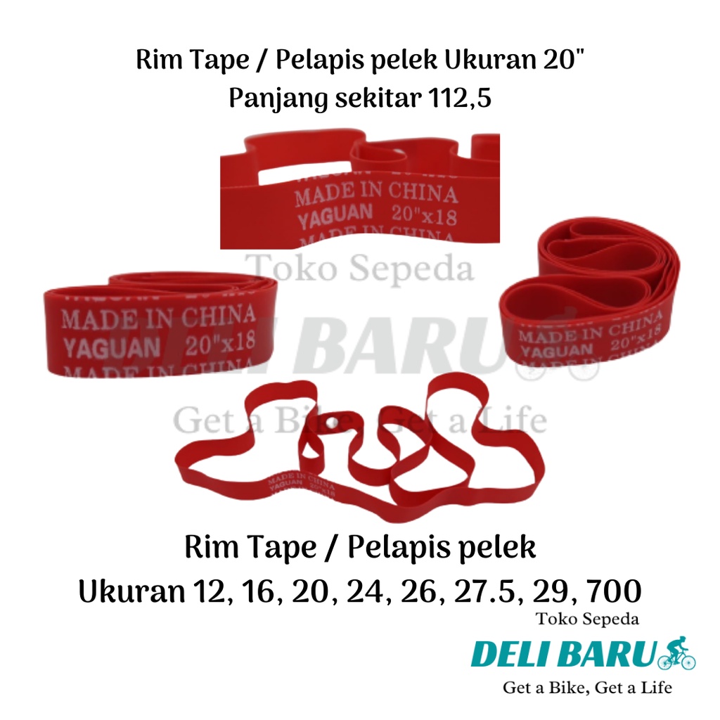 Rims Tape pelapis ban dalam pelek rim velg sepeda ukuran 12, 16, 20, 24, 26, 27.5, 29, 700c